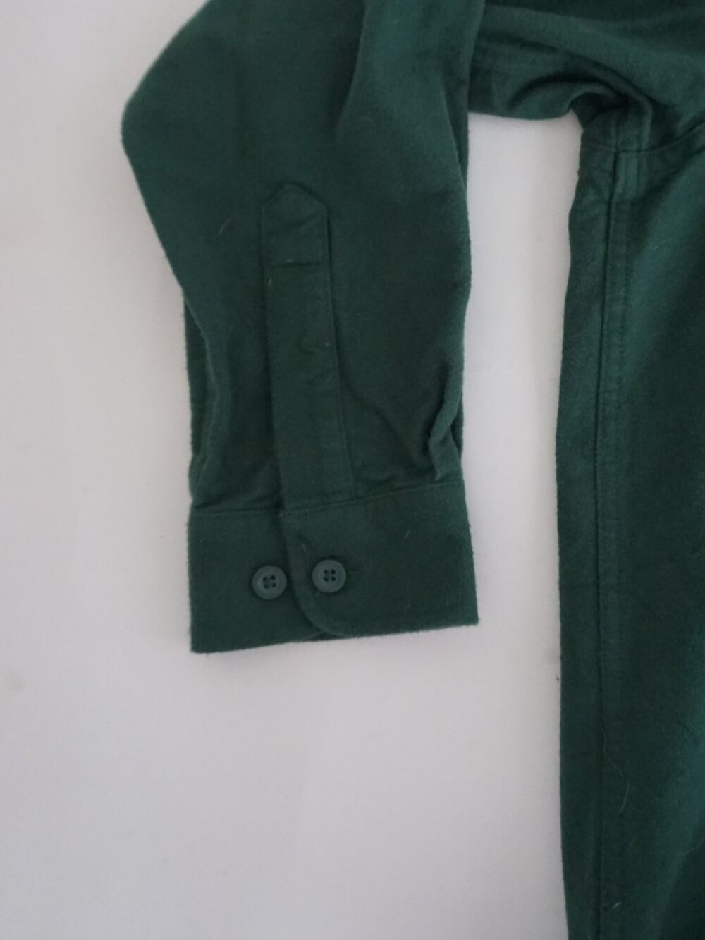 Vintage LL Bean Green Solid Button Front Flannel Shirt Traditional Workwear L - Picture 8 of 11